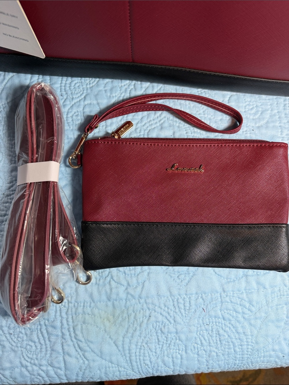Lovevook Two-Tone Burgundy & White Structured Work Tote Bag - Picture 3 of 9